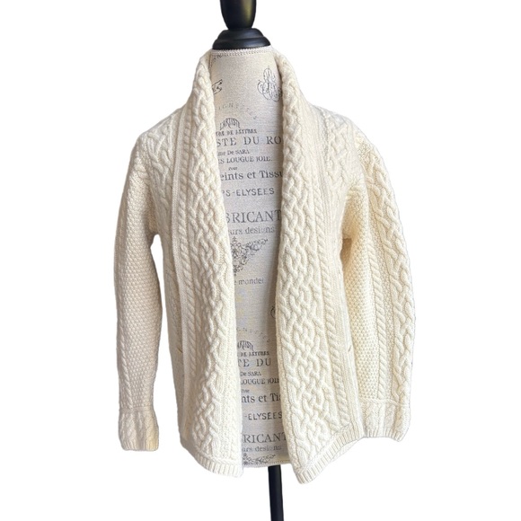 Aran Mor Irish 100% Merino Wool Cable Knit Cardigan, Medium - Picture 1 of 7